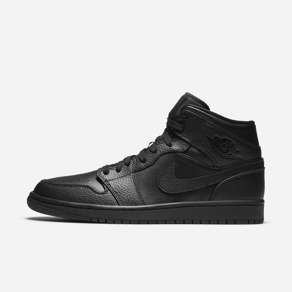 Basket Nike Air Jordan 1 Mid Noir 6704-298 Black/Black/Black Homme | MWI-69759393